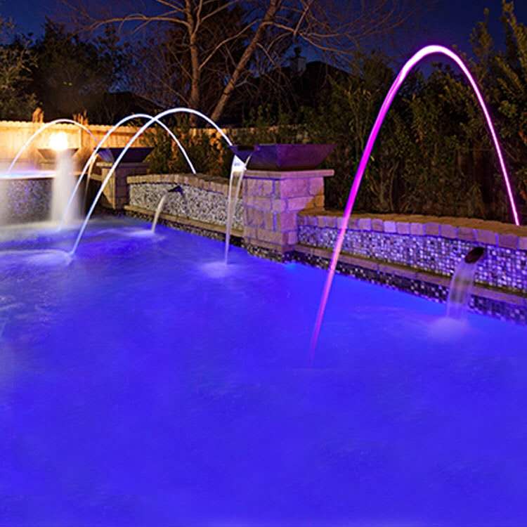 Laminar jet / jumping water fountains with led lights for swimming pool
